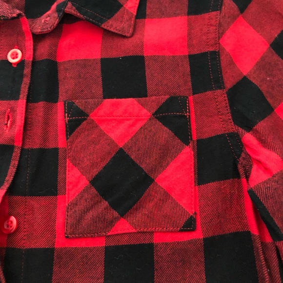 Justice Girls Black and Red Checkered button Down cotton blend shirt - Picture 2 of 4